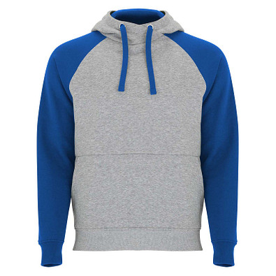 Badet zweifarbiger Kapuzenpullover Unisex, heather grau / royalblau, M