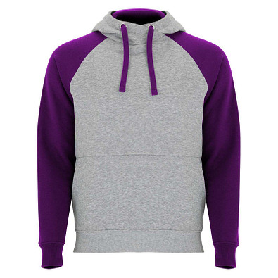 Badet zweifarbiger Kapuzenpullover Unisex, heather grau / lila, M