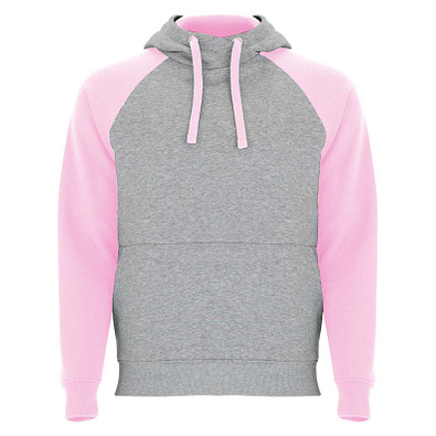 Badet zweifarbiger Kapuzenpullover Unisex, heather grau / hellrosa, XS