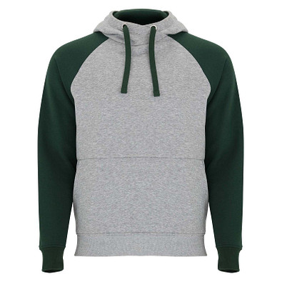 Badet zweifarbiger Kapuzenpullover Unisex, heather grau / dunkelgrün, XS