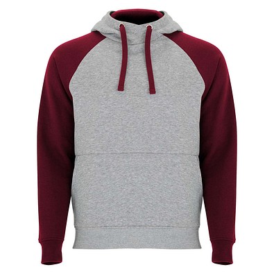 Badet zweifarbiger Kapuzenpullover Unisex, heather grau / Garnet, XS