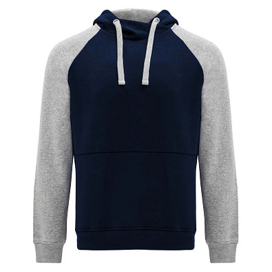 Badet zweifarbiger Kapuzenpullover Unisex, Navy Blue / heather grau, L