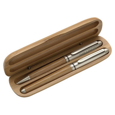 Bambus Schreibset Schleswig, blaue Mine