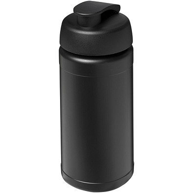 Baseline® Plus 500 ml Sportflasche mit Klappdeckel, schwarz/schwarz