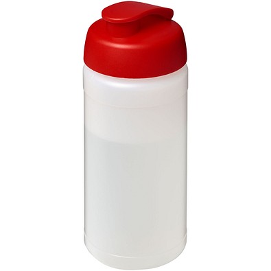 Baseline® Plus 500 ml Sportflasche mit Klappdeckel, transparent/rot