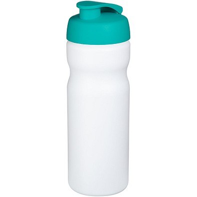 Baseline® Plus 650 ml Sportflasche mit Klappdeckel, weiß/aquablau