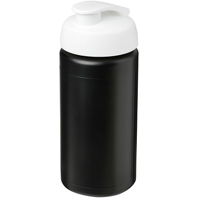 Baseline® Plus grip 500 ml Sportflasche mit Klappdeckel, schwarz/weiß