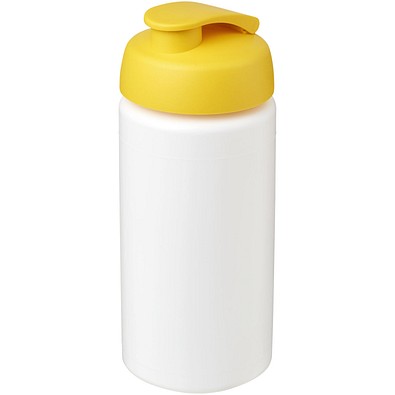 Baseline® Plus grip 500 ml Sportflasche mit Klappdeckel, weiß/gelb