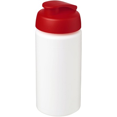 Baseline® Plus grip 500 ml Sportflasche mit Klappdeckel, weiß/rot