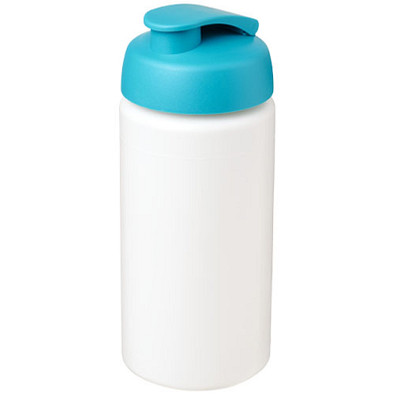 Baseline Plus grip Sportflasche mit Klappdeckel, 500 ml, weiss,aquablau Baseline Plus grip Sportflasche mit Klappdeckel, 500 ml, weiss,aquablau