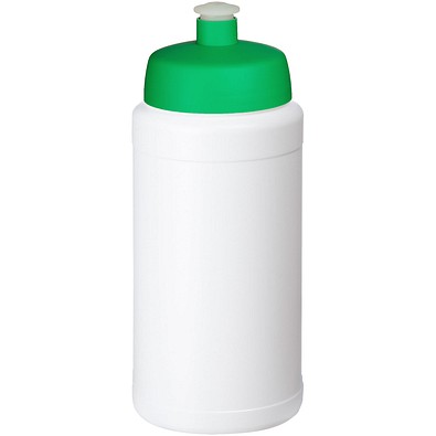 Baseline Recycelte Sportflasche, 500 ml, weiß/grün