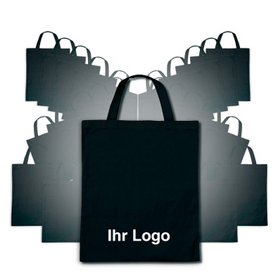 Werbe-Sparset: Baumwolltaschen, 100-tlg., inkl. Druck, kurze Henkel, schwarz Werbe-Sparset: Baumwolltaschen, 100-tlg., inkl. Druck, kurze Henkel, schwarz
