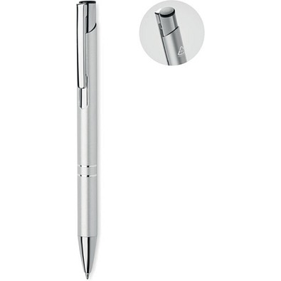 Druckkugelschreiber Reluxe, blaue Mine, silber