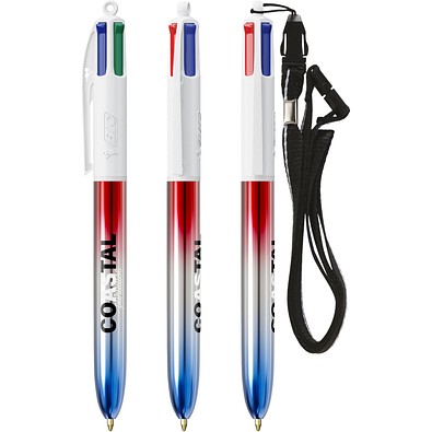 BIC® 4 Colours® Flaggen Kollektion + Schlüsselband Rot - Silber - Blau
