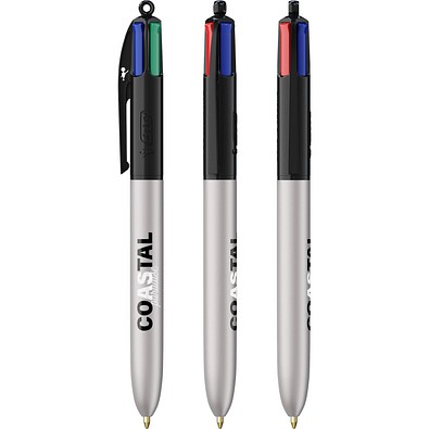 BIC® 4 Colours® Glacé Schwarz - Silberglaté