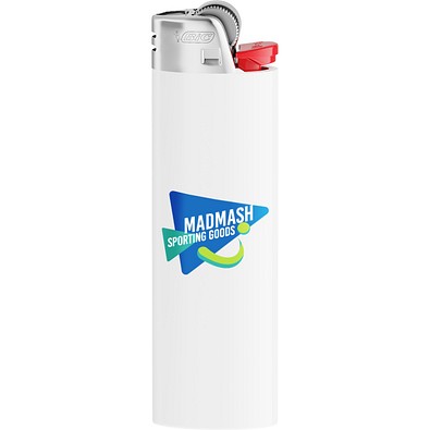 BIC® J26 Feuerzeug Corpus Weiss Opak/Boden Weiss/Drücker Rot/Chromkappe