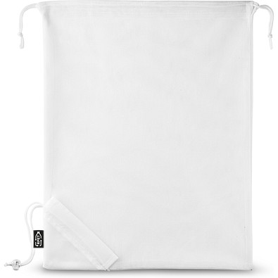 BOLZANO. Faltbare Tasche aus Mesh und 190T Polyester aus recyceltem (100% rPET), Weiß