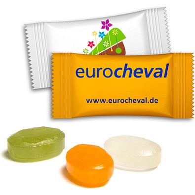 Bonbons im Flowpack, 3 g, Pfefferminz, Folie transparent, inkl. Druck