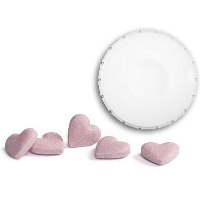 Brauseherzen in Mini Clic Clac Box, 16 g, weiß, ohne Druck