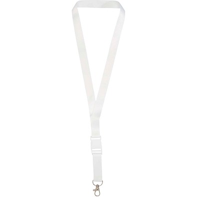 Bucks Sublimation Lanyard mit Schnappverschluss aus recyceltem PET Kunststoff, weiss, 15mm