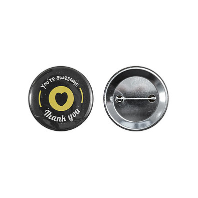 Button aus Metall mit Anstecknadel, silber