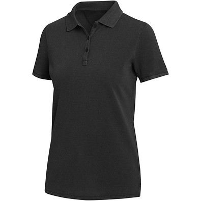 Calgary Poloshirt für Damen im Washed Look, 200 g/m2, schwarz, XXL