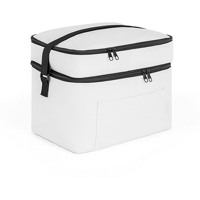 CANCUN LARGE. Kühltasche aus 600D, recyceltem Polyester, mit verstellbarem Gurtband 14 L, Weiß