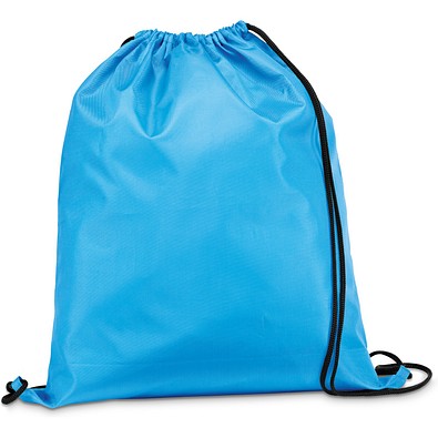 CARNABY. 210D Rucksacktasche mit schwarzen Zugbändern, Hellblau