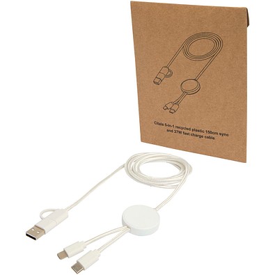 Citala 150 cm 5-in-1 Kabel aus recyceltem Kunststoff für Datenübertragung und 27W Schnellladung, weiss