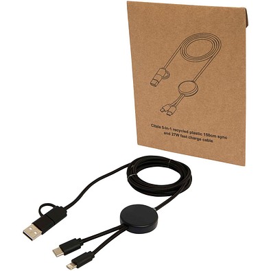Citala 150 cm 5-in-1 Kabel aus recyceltem Kunststoff für Datenübertragung und 27W Schnellladung, schwarz