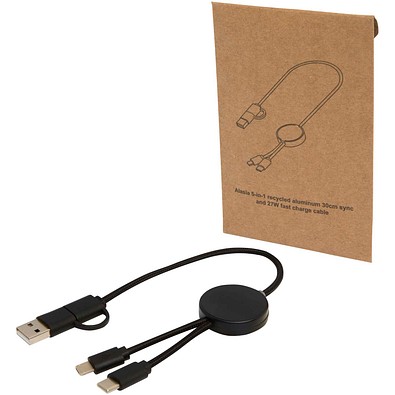 Citala 30 cm 5-in-1 Kabel aus recyceltem Kunststoff für Datenübertragung und 27W Schnellladung, schwarz
