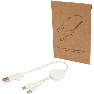Citala 30 cm 5-in-1 Kabel aus recyceltem Kunststoff für Datenübertragung und 27W Schnellladung, weiss