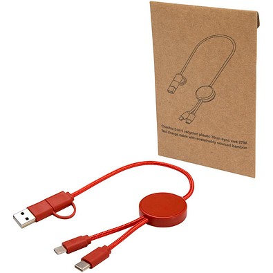 Citala 30 cm 5-in-1 Kabel aus recyceltem Kunststoff für Datenübertragung und 27W Schnellladung, Brick
