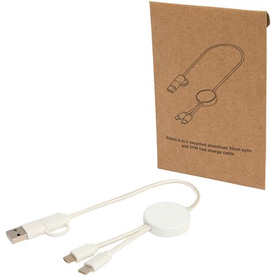Citala 30 cm 5-in-1 Kabel aus recyceltem Kunststoff für Datenübertragung und 27W Schnellladung, weiss