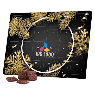 Classic Tisch Adventskalender, Blister gefüllt, Alpenmilch Schokotäfelchen, Edle Weihnacht