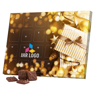 Classic Tisch Adventskalender, Blister gefüllt, Alpenmilch Schokotäfelchen, Gold-Paket