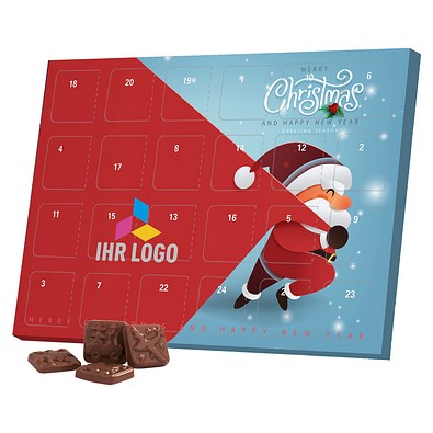 Classic Tisch Adventskalender, Blister gefüllt, Alpenmilch Schokotäfelchen, Little Santa