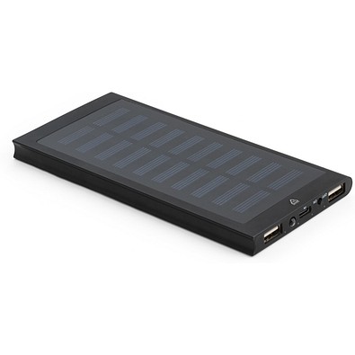 CLERK. 8'000 mAh Powerbank mit Solarpanel aus 100% recyceltem Aluminium, Schwarz