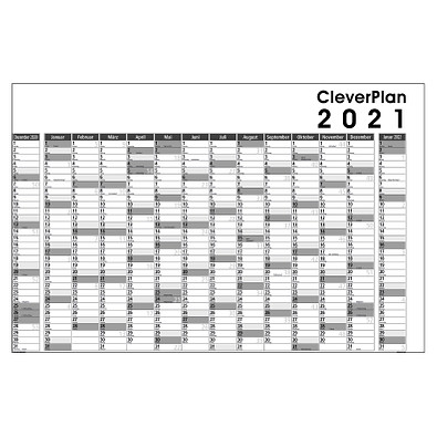 Clever-Plan-Wandplaner 2021, abwaschbar, schwarz/grau Clever-Plan-Wandplaner 2021, abwaschbar, schwarz/grau