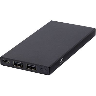 Connect 5000 mAh Powerbank aus recyceltem RCS Aluminium, schwarz