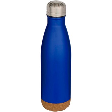 Cove 500 ml doppelwandige, vakuumisolierte Trinkflasche aus Edelstahl mit Korkdetails, royalblau