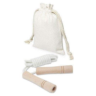 Denise Holz-Springseil im Baumwollbeutel, offwhite