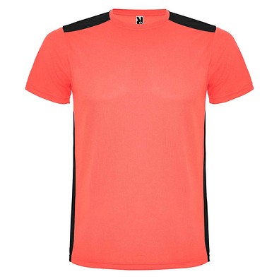 Detroit T-Shirt Unisex, Fluor Coral / schwarz, 2XL