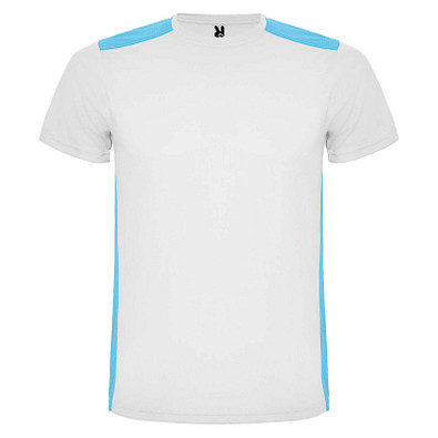 Detroit T-Shirt Unisex aus recyceltem Material, weiß / türkis, S