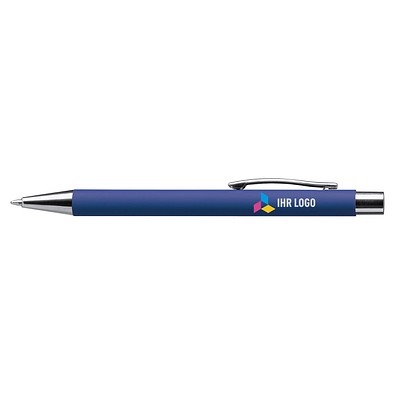 LANCE® Softtouch Metallkugelschreiber Abu-Dhabi, Beschläge silber glänzend, blaue Mine, royalblau