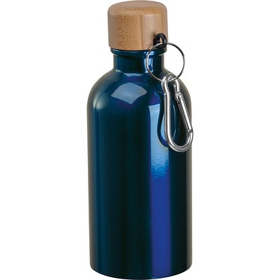 Edelstahltrinkflasche mit Karabiner, 400ml, dunkelblau