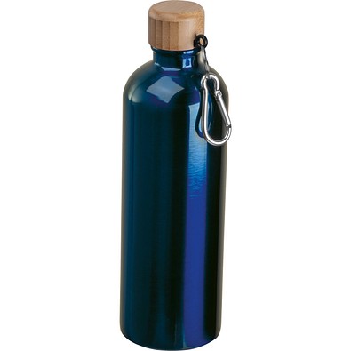 Edelstahltrinkflasche mit Karabiner, 750ml, dunkelblau