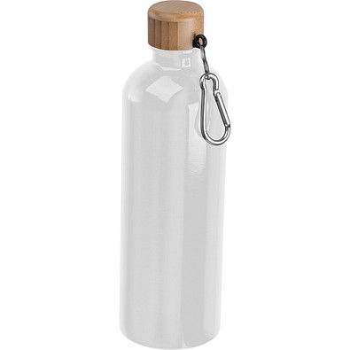 Edelstahltrinkflasche mit Karabiner, 750ml, weiß