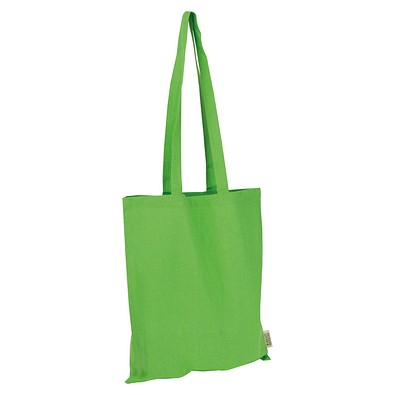 Einkaufstasche mit langen Henkeln aus recycelter Baumwolle und RPET  , apfelgrün