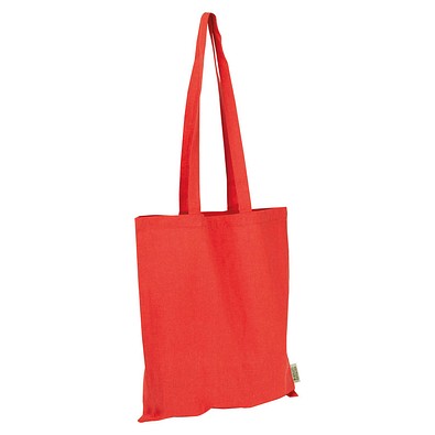 Einkaufstasche mit langen Henkeln aus recycelter Baumwolle und RPET  , rot